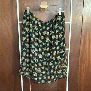 NWT J. Crew Black Yellow Orange Green Floral Skirt Medium Partially Lined Sheer